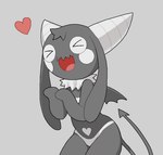 >w< anthro black_body eyes_closed female heart_symbol horn open_mouth open_smile smile solo spade_tail tail tosx bibi_(o-den) imp succubus aliasing digital_media_(artwork)