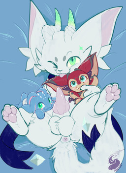 animal_genitalia anus balls bed dakimakura digitigrade erection fur furniture genitals green_eyes knot male on_bed one_eye_closed pawpads penis plushie sheath shortstack shortstack_male snout solo spread_legs spreading tail tongue tongue_out white_body white_fur bunzillaking league_of_legends riot_games tencent fai_(its_just_fai) fizz_(lol) smolder_(lol) absurd_res digital_media_(artwork) hi_res watermark