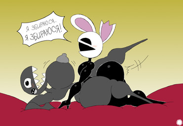anthro bar_emanata big_breasts big_butt blush blush_lines bottom_heavy breast_jiggle breasts bubble_butt butt crossbar_emanata curvy_figure dialogue duo emanata erect_nipples eyelashes fangs featureless_feet feet female femboy flash_emanata glistening glistening_body glistening_butt grey_body jiggling latex_body logo male male/female mask nipples nude sex small_waist speech_bubble spherical_breasts teeth text thick_thighs wasp_waist thatdawgmurray mario_bros nintendo froondhaloq_(jaygentofchaos) purthiel_the_bunny_slasher chain_chomp lagomorph leporid mammal rabbit aliasing artist_logo artist_name digital_media_(artwork) hi_res signature ukrainian_text