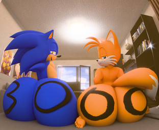 anthro bedroom_eyes big_butt body_writing bottom_heavy butt butt_focus duo femboy freckles huge_butt hyper hyper_butt kneeling looking_at_viewer looking_back looking_back_at_viewer male narrowed_eyes pear-shaped_figure rear_view seductive smile smiling_at_viewer wide_hips writing_on_butt kirby_animatez uncle_aiden_(modeler) sega sonic_the_hedgehog_(series) miles_prower sonic_the_hedgehog canid canine eulipotyphlan european_hedgehog fox hedgehog mammal red_fox true_fox 3d_(artwork) digital_media_(artwork) hi_res milestone_celebration