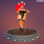 alternate_species big_breasts breasts clothed clothing collar crossgender crown female fishnet_clothing hair headgear horn humanoidized simple_background smile solo spikes super_crown swimwear teeth thick_thighs wide_hips laionss bowsette_meme mario_bros nintendo bowser animal_humanoid humanoid koopa scalie 1:1 2018 3d_(artwork) digital_media_(artwork) hi_res meme