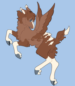 ambiguous_gender blue_background brown_body brown_feathers brown_fur ear_tuft feathers feral fur grey_eyes hooves simple_background solo tuft white_body white_fur white_inner_ear wings crossvallia mythology equid equine mammal mythological_creature mythological_equine pegasus hi_res