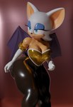 armor armwear bodysuit breastplate clothing elbow_gloves female glistening gloves gold_breastplate gold_clothing handwear latex skinsuit solo tight_clothing wings tailsltx sega sonic_the_hedgehog_(series) rouge_the_bat bat mammal 3d_(artwork) absurd_res digital_media_(artwork) hi_res