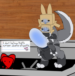 abdominal_bulge amazed anthro arm_around_neck balls big_balls big_penis black_body black_fur blush bodily_fluids box cardboard cardboard_box container detailed_background duo female fur genitals grey_body grey_fur huge_balls huge_penis male male/female neck_grab paws penetration penis public public_nudity public_sex sex size_difference sweat sweatdrop tail tail_tuft text tongue tongue_out tuft vaginal vaginal_penetration white_body white_fur by_moan made_in_abyss regretevator roblox the_axolotl_sun baishu fan_character mozelle sato_(kabsfy) lagomorph leporid mammal mouse murid murine narehate rabbit rodent absurd_res english_text hi_res brother_(lore) brother_and_sister_(lore) incest_(lore) sibling_(lore) sister_(lore)
