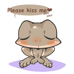 ambiguous_feral ambiguous_gender big_feet blush chibi crouching eyes_closed feet feral front_view inviting kiss_request onomatopoeia puckered_lips requesting simple_background solo sound_effects speech_bubble text white_background mukomizu_kintora amphibian frog 2015 english_text