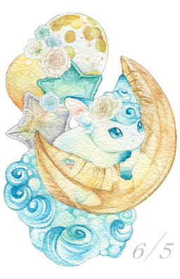 accessory ambiguous_gender balloon blue_body blue_eyes blue_flower blue_fur blue_markings blue_rose crescent_moon ear_markings feral flower flower_in_hair fluffy fluffy_tail fur gloves_(marking) hair hair_accessory inflatable leg_markings markings moon on_balloon on_moon pawpads paws pink_pawpads plant rose_(flower) simple_background socks_(marking) solo star tail text white_background white_body white_flower white_fur white_rose nameko nintendo pokemon alolan_form alolan_vulpix canid canine generation_7_pokemon mammal pokemon_(species) regional_form_(pokemon) hi_res