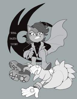 boots cape clothing defeated_hero dominant dominant_female duo eyelashes female footwear gloves handwear male shoes fuckwolfamy archie_comics sega sonic_the_hedgehog_(archie) sonic_the_hedgehog_(comics) sonic_the_hedgehog_(series) saleta_acorn silver_the_hedgehog eulipotyphlan hedgehog mammal greyscale hi_res monochrome