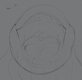 anthro anthro_pred human_teeth male male_pred mouth_shot open_mouth simple_background solo tongue uvula vore white_background unknown_artist aquatic avian bird cetacean mammal whale 2025 hi_res monochrome sketch