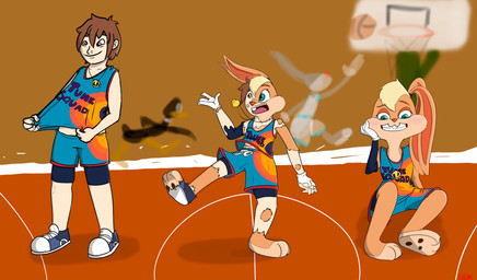 anthro base_one_layout basic_sequence basketball basketball_uniform blonde_hair blue_clothing brown_eyes brown_hair buckteeth clothed clothing eyelashes falling female floppy_ears fur gender_transformation gloves green_eyes group hair handwear human_to_anthro jewelry linear_sequence long_ears male mtf_transformation one_row_layout pawpads pendant shirt simple_background smile solo_focus species_transformation sportswear surprised tan_body tan_fur tank_top teeth text text_on_clothing text_on_shirt text_on_tank_top text_on_topwear three_frame_image three_frame_sequence toonification toony topwear transformation transformation_sequence transformative_clothing tune_squad_outfit tune_squad_outfit_(2021) uniform white_clothing white_gloves white_handwear kuramafurrypaw looney_tunes nintendo pokemon space_jam space_jam:_a_new_legacy team_skull warner_brothers bugs_bunny daffy_duck lola_bunny human lagomorph leporid mammal rabbit absurd_res english_text hi_res sequence