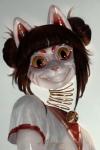 anthro bell clothing creepy female fur geisha hair looking_at_viewer nightmare_fuel smile solo spring reykat animate_inanimate domestic_cat felid feline felis mammal 2018 hi_res