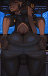 anthro balls balls_outline big_butt brown_body brown_hair bulge butt clothing computer detailed_bulge dialogue electronics genital_outline genitals gloves hair handwear hat headgear headwear huge_butt jacket male presenting presenting_hindquarters solo spread_butt spreading tail text topwear neozoa fan_character lagomorph leporid mammal rabbit 2025 english_text hi_res