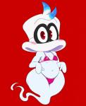 big_butt bikini blush breasts butt clothed clothing crossgender female hat headgear headwear looking_at_viewer not_furry red_background red_eyes simple_background slightly_chubby small_breasts solo star swimwear thick_thighs two-piece_swimsuit sssonic2 mario_bros nintendo super_mario_odyssey cappy_(mario) animate_inanimate bonneter ghost humanoid spirit starman_(mario) 2017 absurd_res digital_media_(artwork) hi_res