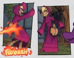 anthro burned burning burnt_clothing butt butt_on_fire clothing dialogue embarrassed exposed_butt female fire humiliation male pain text wardrobe_malfunction marsminer activision mythology spyro_the_dragon bianca_(spyro) dragon lagomorph leporid mammal mythological_creature mythological_scalie rabbit scalie 2023 english_text