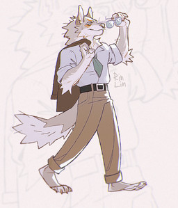 anthro biped clothed clothed_anthro clothed_male clothing digitigrade fluffy fluffy_chest fluffy_tail male male_anthro side_view solo tail text walking wolf_tail koda-jd rinlinart okami_wolf canid canine canis mammal wolf artist_name digital_drawing_(artwork) digital_media_(artwork) english_text handwritten_text hi_res shaded simple_shading sketch