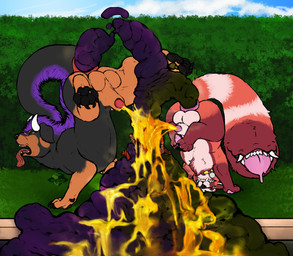 animal_genitalia anus backsack ball_fondling balls bodily_fluids bulge colored_feces colorful_feces detailed_bulge duo excessive_feces feces feces_pile feral fire_hydrant fluffy fluffy_tail fondling fully_sheathed genital_fluids genital_outline genitals handstand hydrant hyper hyper_feces male male/male pooping pooping_on_floor pooping_together puffy_anus purple_feces scatplay sheath sheath_outline tail tail_mouth unusual_anatomy unusual_feces unusual_tail urine urine_on_feces urine_on_fire_hydrant urine_on_ground urine_on_poop urine_pool urine_stream watersports yonnixart mythology biscuit_(messybiscuit) ailurid canid canine canis domestic_dog dragon hybrid mammal mastiff molosser mythological_creature mythological_scalie red_panda rottweiler scalie absurd_res hi_res