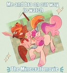 amber_eyes brown_body brown_hair brown_tail clothing crown duo female feral green_eyes hair headgear horn male melee_weapon pickaxe purple_hair purple_tail sword tail text tiara weapon white_body sockiepuppetry friendship_is_magic hasbro my_little_pony mythology button_mash_(mlp) sweetie_belle_(mlp) earth_pony equid equine horse mammal mythological_creature mythological_equine pony unicorn english_text hi_res