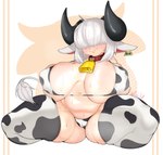 absurd_res animal_humanoid animal_print big_breasts biped bovid bovid_humanoid bovine bovine_humanoid breasts cattle_humanoid clothed clothing cow_print cowbell ear_piercing ear_tag female hair hair_over_eyes hi_res horn horned_humanoid humanoid klebo mammal mammal_humanoid piercing solo tail tail_tuft tailed_humanoid thick_thighs tuft uya_(klebo)