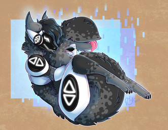 ambiguous_gender female machine solo solo_focus tail tail_mouth unusual_anatomy unusual_tail rika_(artist) protogen tagme