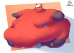 anthro big_butt butt disembodied_hand fur ghost_hand group hair huge_butt huge_hips huge_thighs male morbidly_obese obese overweight red_body red_fur simple_background solo_focus thick_thighs weight_gain white_hair wide_hips garowo pyrocynical canid canine fox mammal absurd_res hi_res