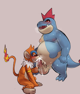 anthro aroused balls belly bodily_fluids cum duo ejaculation fangs fellatio femboy fire forced fur genital_fluids genitals handjob hellstalker licking male male/male military musk nipples nude oral orgasm overweight paws penile penis scales sex soldier sweat tail teeth thick_thighs tongue warrior water hidronics nintendo pokemon luke_hidron crocodilian croconaw generation_2_pokemon generation_4_pokemon mammal monferno pokemon_(species) primate reptile scalie