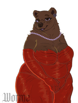 5_fingers anthro arm_tuft armwear bare_shoulders bedroom_eyes belly big_breasts big_eyes big_iris big_nose biped blush blush_lines breast_tuft breasts brown_body brown_breasts brown_ears brown_eyebrows brown_eyes brown_fur brown_inner_ear brown_nose cleavage cleavage_overflow clothed clothed_anthro clothed_female clothing curved_eyebrows dress ear_piercing ear_ring ear_tuft elbow_gloves eyebrows eyelashes fangs female fingers fluffy fur fur_tuft gem glistening glistening_armwear glistening_clothing glistening_dress glistening_elbow_gloves glistening_eyelids glistening_eyes glistening_gloves glistening_handwear gloves hands_together handwear humanoid_hands iris jewelry looking_at_viewer mature_anthro mature_female monotone_background monotone_body monotone_fur narrowed_eyes neck_tuft necklace open_mouth open_smile overweight overweight_anthro overweight_female pearl_(gem) pearl_necklace piercing pink_tongue pupils red_armwear red_clothing red_dress red_elbow_gloves red_gloves red_handwear ring_piercing seductive shoulder_tuft simple_background sitting smile smiling_at_viewer snout solo teeth text thick_eyelashes thick_thighs three-quarter_view tongue tuft white_background white_jewelry white_necklace white_sclera wormzandbugzxd forbes bear mammal 2025 3:4 artist_name cover digital_drawing_(artwork) digital_media_(artwork) hi_res portrait textless three-quarter_portrait