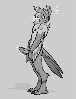 anthro beak big_penis caught_in_the_act caught_masturbating erection feathered_arms feathers genitals glans holding_penis humanoid_genitalia humanoid_penis interrupted_masturbation legs_together looking_around male masturbation motion_lines motion_outline penile penile_masturbation penis side_view solo standing startled stroking_penis surprised tail budoti avian bird great_horned_owl horned_owl owl true_owl greyscale hi_res monochrome