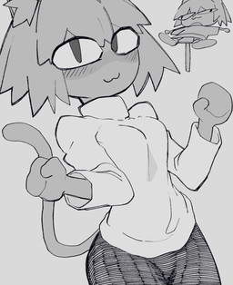 :3 blush blush_lines bottomwear breasts clothing female hair inner_ear_fluff long_sleeves looking_at_viewer medium_breasts pupils short_hair skirt slit_pupils smile smiling_at_viewer solo sweater tail topwear tuft turtleneck bone_nigi tsukihime type-moon neco-arc animal_humanoid cat_humanoid felid felid_humanoid feline feline_humanoid humanoid mammal mammal_humanoid absurd_res digital_drawing_(artwork) digital_media_(artwork) greyscale hatching_(art) hi_res monochrome shaded