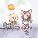 accessory anthro armband armwear astronaut bangs chibi clothed clothed_anthro clothed_female clothed_male clothing detached_sleeves dipstick_tail duo eyes_closed female floating_object fur hair hair_accessory hair_tie happy headgear headwear inner_ear_fluff jewelry laugh leg_markings legband loli looking_at_another male markings one_eye_closed orb princess red_body red_fur red_hair royalty shota sitting spacesuit tail tail_markings text tied_hair tuft twintails_(hairstyle) white_body white_fur young young_anthro young_female young_male samiraho_topaz koei_tecmo opoona warriors_(game_series) warriors_all-stars opoona_(opoona) tamaki_(warriors) alien felid feline humanoid mammal 1:1 2022 artist_name digital_media_(artwork) traditional_media_(artwork)