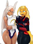 anthro big_breasts breasts duo female female/female huge_breasts lazulito hasbro my_hero_academia my_little_pony 00284_(character) rumi_usagiyama human humanoid mammal absurd_res crossover hi_res tagme