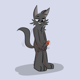 balls black_body bodily_fluids erection genital_fluids genitals grin humanoid_genitalia humanoid_penis male naughty_face nude penis precum simple_background smile solo standing teeth conditional_dnp tinnier domestic_cat felid feline felis mammal hi_res