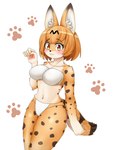 alternate_species big_breasts blush bra breasts brown_body brown_fur brown_spots clothing dipstick_ears dipstick_limbs ear_markings eyelashes female fur hair markings multicolored_ears navel orange_body orange_eyes orange_fur orange_hair panties pawpads short_hair simple_background smile solo spots striped_markings striped_tail stripes tail tail_markings tan_body tan_fur thick_thighs underwear white_background white_bra white_clothing white_panties white_underwear wide_hips zoo5469 kemono_friends serval-chan felid feline humanoid mammal serval absurd_res hi_res