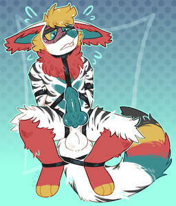 animal_genitalia animal_penis anthro arms_tied balls bdsm blush bodily_fluids bondage bound canine_genitalia canine_penis dotted_background erection genitals halftone_background harness knot legs_tied male nervous pattern_background penis simple_background solo stippling sweat tail crownedvictory canid canine mammal 2020 halftone hi_res
