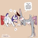 abdominal_bulge ambiguous_penetration anal anal_penetration anthro balls biped bisexual_parallel_sex blush buckteeth dialogue erection female female_penetrated feral fur genitals grey_body grey_fur grey_tail group hair horn male male/female male/male male_penetrated male_penetrating male_penetrating_female male_penetrating_male multicolored_body multicolored_fur multicolored_tail nude penetration penile penile_penetration penis purple_hair quadruped question_mark sex short_tail side_view speech_bubble tail teeth text white_body white_fur white_tail cold-blooded-twilight friendship_is_magic hasbro looney_tunes my_little_pony warner_brothers bugs_bunny rarity_(mlp) equid equine horse hybrid lagomorph leporid mammal pony rabbit 1:1 2025 english_text hi_res