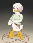 anthro blood bodily_fluids bottomless clenched_teeth clothed clothing disembowelment drooling female gore guts intestines kneeling knife occult_symbol organs pentagram ritual_suicide saliva solo suicide symbol tears teeth torture young young_female aaron_amethyst disney ducktales ducktales_(2017) lena_(ducktales) anatid anseriform avian bird duck absurd_res hi_res