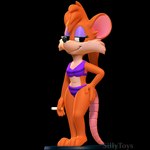 3d_modeling 3d_print anthro bikini black_background brown_body brown_fur cigarette clothed clothing female fur hand_on_butt looking_sideways makeup mouse_tail pose purple_clothing simple_background smile solo swimwear two-piece_swimsuit sillytoys tiny_toon_adventures warner_brothers rhubella_rat mammal murid murine rat rodent 1:1 3d_(artwork) digital_media_(artwork) hi_res pinup