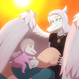 anthro bald biped black_clothing black_dress blue_clothing blue_shirt blue_topwear bone_frill breasts canon_couple claws clothed clothed_anthro clothed_female clothed_human clothed_male clothing dress feathered_wings feathers female finger_claws fingers frill_(anatomy) grey_body grey_feathers grey_hair group hair hand_on_head happy human_on_anthro humanoid_hands interspecies long_hair looking_at_another male male/female markings medium_breasts neonate non-mammal_breasts onesie open_mouth open_smile orange_eyes romantic romantic_couple shirt short_hair short_tail smile striped_markings stripes sun tail topwear trio wings young young_anthro young_female veisz_stories cavemanon_studios goodbye_volcano_high ko_op_(game_developer) snoot_game amber_(snoot_game) anon_(snoot_game) fang_(gvh) human mammal prehistoric_species pterosaur reptile scalie 1:1 2024 absurd_res colored hi_res shaded daughter_(lore) father_(lore) father_and_child_(lore) father_and_daughter_(lore) mother_(lore) mother_and_child_(lore) mother_and_daughter_(lore) parent_(lore) parent_and_child_(lore) parent_and_daughter_(lore)