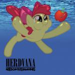 accessory apple bow_(feature) bow_accessory bow_ribbon centered_hair_bow female feral food fruit fully_submerged hair hair_accessory hair_bow hair_ribbon hook parody plant red_hair ribbons solo swimming text underwater water wide_eyed young young_feral qtmarx friendship_is_magic hasbro my_little_pony nevermind_(nirvana) nirvana apple_bloom_(mlp) earth_pony equid equine horse mammal pony 1:1 absurd_res album_cover cover hi_res