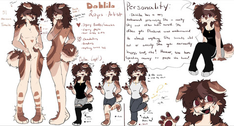 anthro feet female fluffy fluffy_tail latina mexican solo tail text toes luckiziy dahlila_(luckiziy) canid canine canis domestic_dog mammal english_text hi_res model_sheet female_(lore)