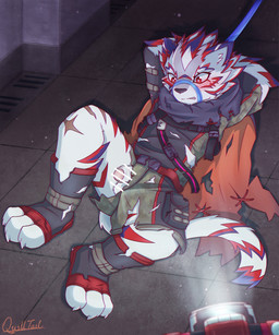 anthro balls bdsm blush bondage bottomwear bound captured clothed clothing flaccid forced foreskin fur genitals humanoid_genitalia humanoid_penis kemono male muzzle_(object) muzzled paws penis penis_poking_out red_body red_fur shorts shortstack solo torn_clothing white_body white_fur quill-tail lifewonders live_a_hero kalaski felid mammal pantherine tiger 5:6 absurd_res censored hi_res