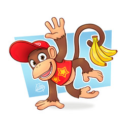 anthro banana barefoot biped brown_body brown_fur feet food fruit fur male plant prehensile_feet simple_background solo toes luigil donkey_kong_(series) nintendo diddy_kong haplorhine mammal monkey primate 1:1 hi_res signature