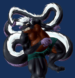 anthro clothing fighting_pose long_tail male overweight overweight_male pose snarling solo tail underwear whiskers gtskunkrat gtskunkrat_(character) hybrid mammal mephitid murid murine rat rodent skunk alpha_channel