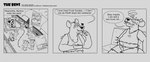 anthro bottomwear clothing dialogue group heart_symbol male outside overweight overweight_male shirt shorts sitting slightly_chubby solo text topwear barnem mammal murid murine rat rodent 2024 comic english_text hi_res monochrome