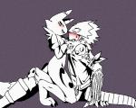 bedroom_eyes beelzemon black_nose black_sclera blush chest_tuft clothed clothing digimon facial_markings fur grab jacket markings on_lap open_mouth renamon sweat takao-hikari tuft
Rating: Safe
Score: 2
User: ChestFox
Date: March 23, 2014
