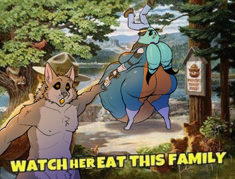 3_eyes abdominal_bulge alien_pred antennae_(anatomy) anthro belly big_belly big_breasts big_butt breasts buckteeth butt death female female_pred freckles fur green_body grey_body grey_fur gun handgun huge_belly huge_butt huge_hips huge_thighs human_prey hyper hyper_belly imminent_vore mid-swallow multi_eye multiple_prey neck_bulge nerd oral_vore overweight overweight_anthro overweight_female pistol pseudo_hair ranged_weapon swallowing teeth tentacle_hair tentacles thick_thighs vore weapon wide_hips scaliecrocs mayli-en alien canid canine canis human mammal scalie wolf 2026