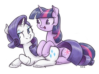 blue_eyes cuddling cutie_mark duo eyeshadow female female/female feral fetlocks fur hair highlights_(coloring) hooves horn makeup open_mouth open_smile pink_highlights purple_body purple_eyes purple_fur purple_hair purple_highlights simple_background smile white_background white_body white_fur king-kakapo friendship_is_magic hasbro my_little_pony mythology rarity_(mlp) twilight_sparkle_(mlp) equid equine mammal mythological_creature mythological_equine unicorn 2015