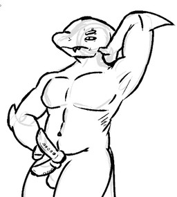 2_penises anthro genital_piercing genitals male multi_genitalia multi_penis muscular muscular_male penis penis_piercing piercing solo unusual_anatomy unusual_genitalia waltzy_kins aquatic fish shark guide_lines sketch