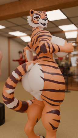 anthro big_breasts big_butt black_stripes breasts brown_eyes butt female fur huge_butt lips looking_at_viewer looking_back looking_back_at_viewer multicolored_body multicolored_fur nude nude_anthro nude_female orange_body orange_fur solo striped_body striped_fur stripes tail thick_bottom_lip thick_thighs white_body white_fur wide_hips yellow_sclera raguda raguda_(modeler) dreamworks kung_fu_panda master_tigress felid mammal pantherine tiger 2026 3d_(artwork) 4k 9:16 absurd_res digital_media_(artwork) hi_res