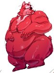 anthro belly fur kemono male moobs overweight overweight_anthro overweight_male red_body red_fur simple_background solo white_background daich bear mammal 2021 3:4 hi_res