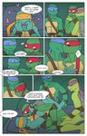 adolescent camping_tent dialogue eyes_closed group inside_tent kerchief kissing male male/male sleeping tent text young momorawrr neattea teenage_mutant_ninja_turtles donatello_(tmnt) leonardo_(tmnt) michelangelo_(tmnt) raphael_(tmnt) reptile scalie turtle comic english_text hi_res brother_(lore) brothers_(lore) incest_(lore) sibling_(lore)