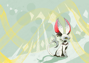 abstract_background ambiguous_gender feral fur green_tail grey_body grey_fur sitting solo tail naircat lagomorph mammal unknown_species 2017 digital_media_(artwork) microsoft_paint_(artwork)